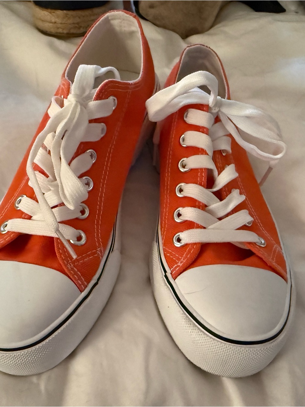 Classic Low-Top Canvas Sneakers in Orange